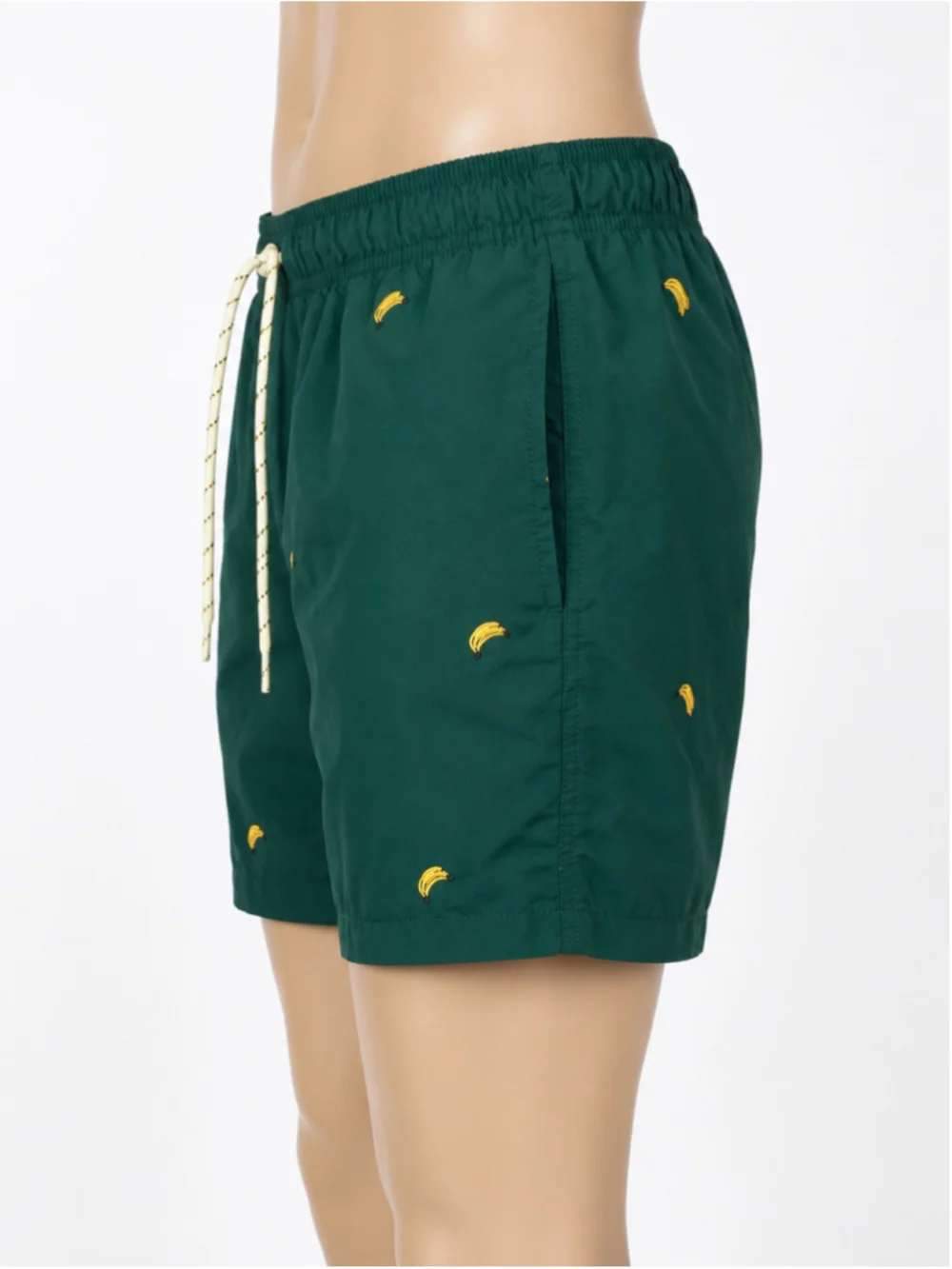 H&M Men’s Forest Green Banana Embroidered Swim Shorts – Size M